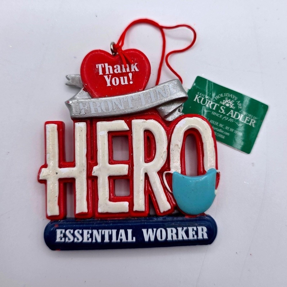 Kurt S. Adler Frontline Hero Essential Worker Ornament Red White Blue